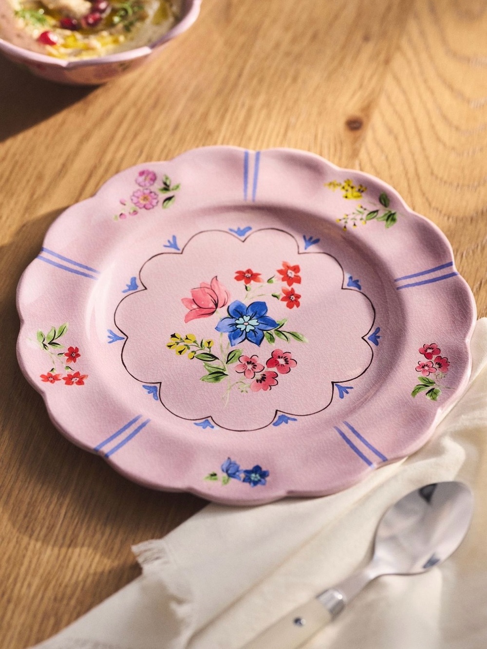 Anthropologie Annette Floral Melamine Dessert Plates, Lilac Ice, Set of 4